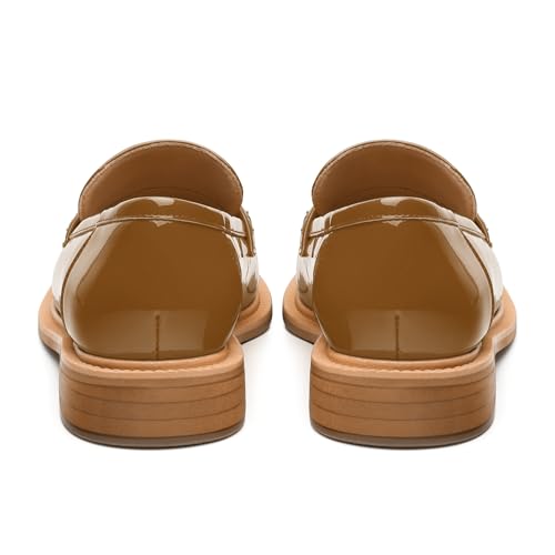 Image of JUSTDANNI Loafers for Women Slip On Shoes with Round Toe 1.2-Inch Low Chunky Block Heel Patent Comfortable Casual Dress Pump Shoes for Wedding Party Work Shopping Dating