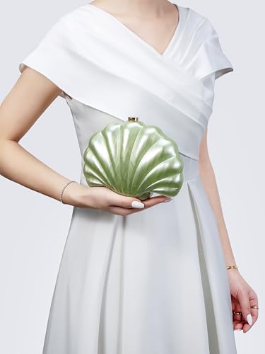Image of Women Pearl Shell Acrylic Clutch Shell Purse Chain Shoulder Bag Ladies Wedding Clutch Prom Evening Handbag