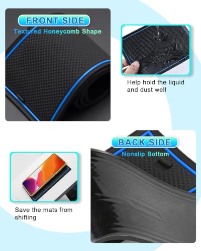 Image of CDEFG 13Pcs for 2026 Toyota Bz bZ4x Door Slot Mats Interior Pocket Inserts | for 2026 Toyota Bz bZ4x (XLE /XLE Plus /Limited) Accessories Door Slot Coverage Console Insert Pocket Rubber Set, Blue