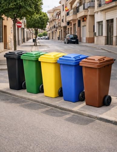 Miniatura 3 de Jardin202 - Contenedor De Basura Reciclables De Colores Con Ruedas Y Mango Antideslizantes 120l, 240l, 360l, 800l Y 1100l 120 L Bolsas Azul