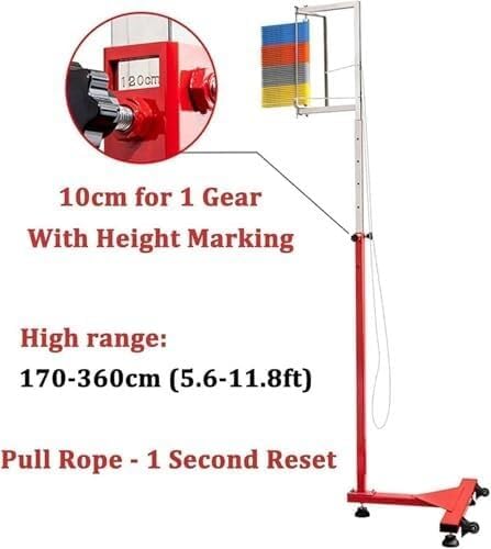 Adjustable Vertical Jump Tester for Adults & Kids - High Jump Training Equipment with Wheels & Pull Cord for Enhanced Performance & Accurate Measurement