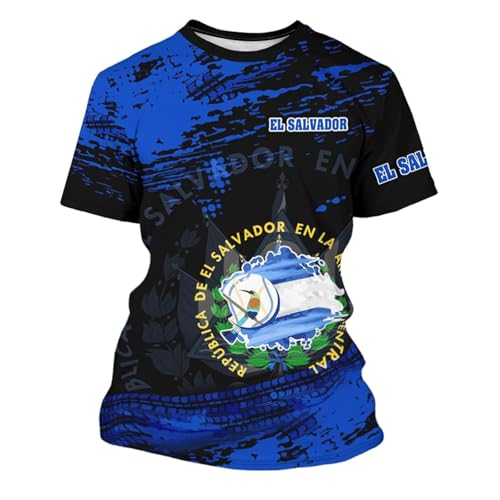 T-shirt pour homme avec drapeau EL Salvador - T-shirt fonctionnel sportif avec armoiries - Haut patriotique pour le sport et les loisirs, Style Q01 Bleu, L