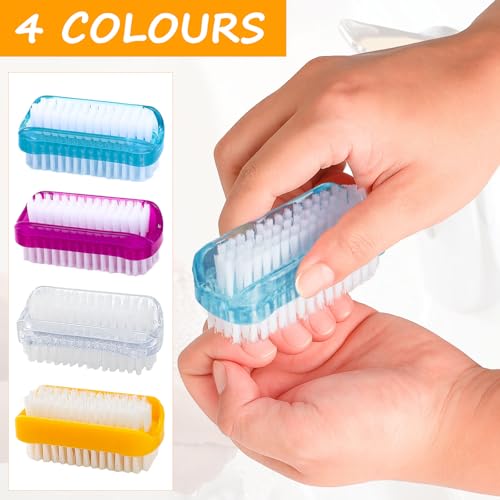 Druuzyl 4er Set Handbürsten mit Doppelseitiger Reinigung Handwaschbürste Nagelbürste Doppelseitige Finger Bürste Kunststoff Nagelbürste Reinigungsbürste für Hände und Fingernägel