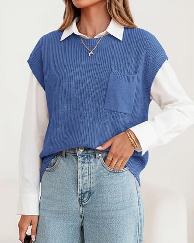 Image of KIRUNDO Summer Fall Short Sleeve Sweater for Women 2026 Casual Sweater Vest Cotton Knit Pullover Tank Tops Fashion Clothing