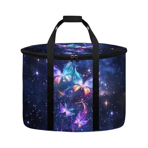 Kathyboom Portable Slow Cooker Bags For Oval Crock,Galaxy Butterfly Insulated Carrier Case Tote for 4-8 Quart Crock Carrier For Travel, Outdoor, Picnic