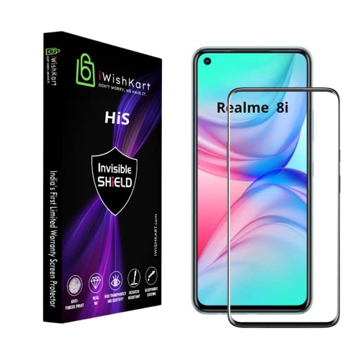 Image of HiS compatible with Realme 8i Tempered Glass screen protector guard Full Edge to Edge 9H Full Glue FHD with Easy Installation kit - Pack of 1 [with warranty]