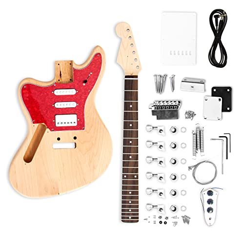 The FretWire Style DIY Electric Guitar Kit - DIY Build Your Own Guitar, Guitar Setup Kit, DIY guitar Kit for Beginners and Professionalsâ€¦ (Jaguar Style - Left)