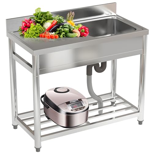 FIDOOVIVIA Stainless Steel Commercial Sink 100x50x80cm