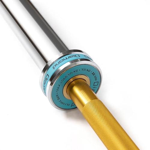 Diamond Technische lange halterstang 7,5 kg van aluminium, belastbaar tot 50 kg, voor halterschijven met boring 50 mm, voor didactiek gewichtheffen, cross-training, fitnessstudio, sterkte en - Afbeelding 3