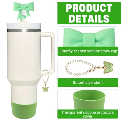 Image of HASTHIP 9Pcs Cup Accessories for Stanley Charm Kit Straw Cover, Straws, Cleaning Brush, Handle Charm, Spill-Proof Plug, Cup Bottom Sleeve-Stylish & Durable(Cup NOT Included)
