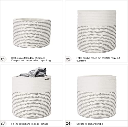 Oradrem Woven Cotton Rope Plant Basket For 11 12" Flower Pot Floor Indoor Planters, Decor Basket For Plants Storage Organizer Modern Home Decor (12" X 12", White) #TOP7