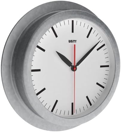unity Riccal Galvanized Silent Sweep Non-Ticking Wall Clock