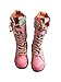 TMA EYES Women's Leather Casual Mid-Calf Boots Fashion Non-slip and Patchwork With Handstitching upper Boots (Red,6.5)