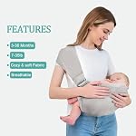 Baby Sling Carrier,Baby Carrier Newborn to Toddler,Toddler Carrier,Portable Lightweight & Spreadable Shoulder Straps (Light Grey)