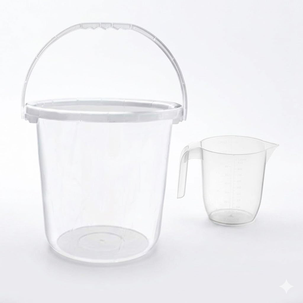 AIR O MATIC Unbreakable Virgin Plastic Strong Transparent Bathroom Bucket with Mug 25LTR (White)-picture-15