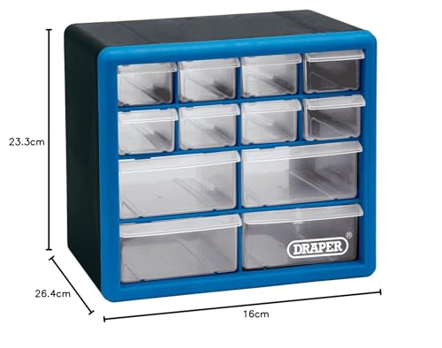 Draper 12 Drawer Organiser Storage Unit Plastic | Workshop Home Office Cabinet Cupboard | Wall Mountable | 12014, 12 Part 3 Draper 12 Drawer Organiser Storage Unit Plastic | Workshop Home Office Cabinet Cupboard | Wall Mountable | 12014, 12 Part - Image 3