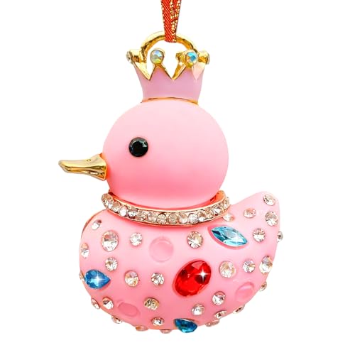 HEYINSHEN Ornement canard Noël rose avec strass, décoration sapin