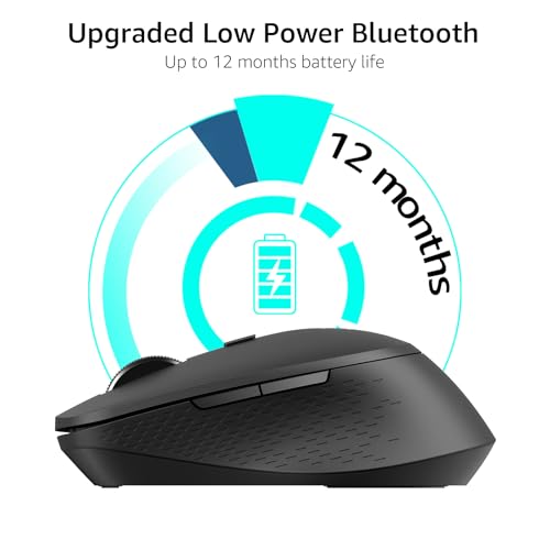 Rapoo M300G Silent Wireless Mouse, Bluetooth Mouse for Laptop, 2.4GHz with USB Receiver Computer Mouse, 2400 Adjustable DPI Optical Tracking, 1 Year Battery Life, Compatible with PC, Matte Black - Image 6