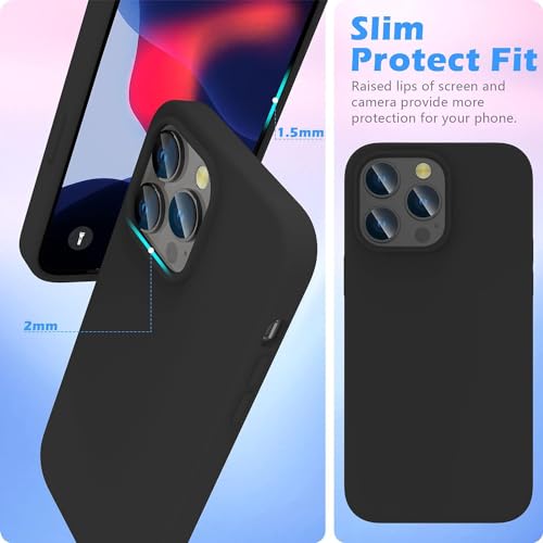 Image of Back Cover for iPhone 13 Pro Case,[Military Shockproof Protection] Liquid Silicone Case with [Soft Anti-Scratch Microfiber Lining for iPhone 13 Pro (Black)