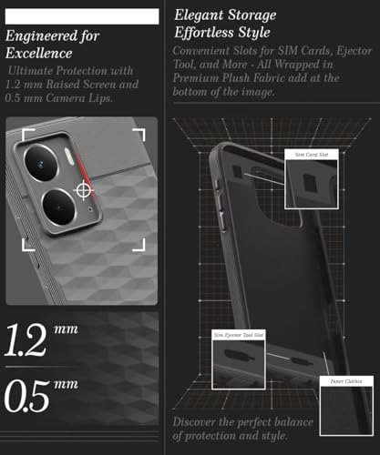 Image of WOW IMAGINE Back Cover for Realme P3 5G with Hexa Cube Design | Ultra Slim Soft Rubberised Case | Inner Velvet Fabric | Matte Silicone Flexible Mobile Case | Camera Protection - Grey