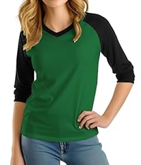 Green & Black - Womens V-neck Raglan