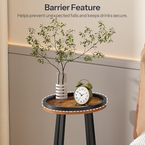 Image of HOOBRO Small Round Side Tables, Set of 2, 2-Tier Round Sofa End Tables, Compact Nightstands with Cotton Linen Storage Basket, for Small Space, Living Room, Bedroom, Dorm, Rustic Brown BF183BZP201