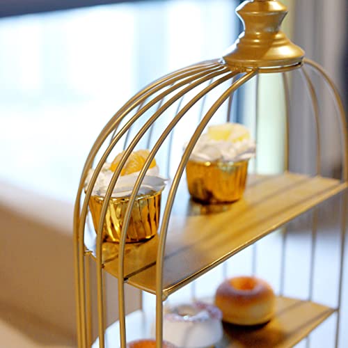 Efavormart 22" 3-Tier Gold Metal Bird Cage Cupcake Cake Stand, Dessert Display Stand Glossy Metallic Finish For Dessert Cupcake Pastry Candy Display Plate Event, Birthday Party #TOP1