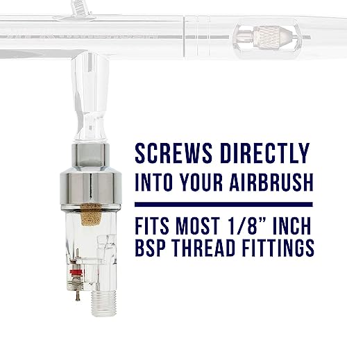 Master Airbrush In-Line Mini Air Filter Water Trap - 1/8" BSP Threads - Airbrush Moisture Trap & Air Compressor Accessory (Connects directly onto airbrushes and hoses with 1/8" threads) - Thumbnail 2