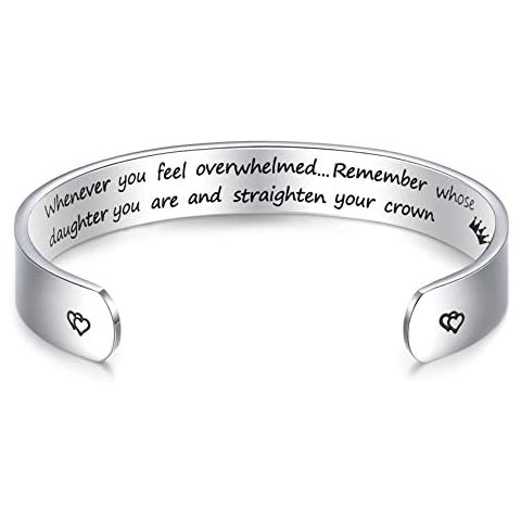 LParkin Inspirational Gifts Women Bracelet Whenever You Feel Overwhelmed Remember Whose Daughter You are 3/8” 6” Stainless Steel Polished Finish (Whenever You Feel Overwhelmed - Daughter) Cover