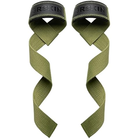 DRSKIN Lifting Straps for Weightlifting Lifting Wrist Straps 26 inch Deadlift Bodybuilding Powerlifting Strength Training Workouts Gym Neoprene Cushioned Cotton (Srtap-khaki) Cover