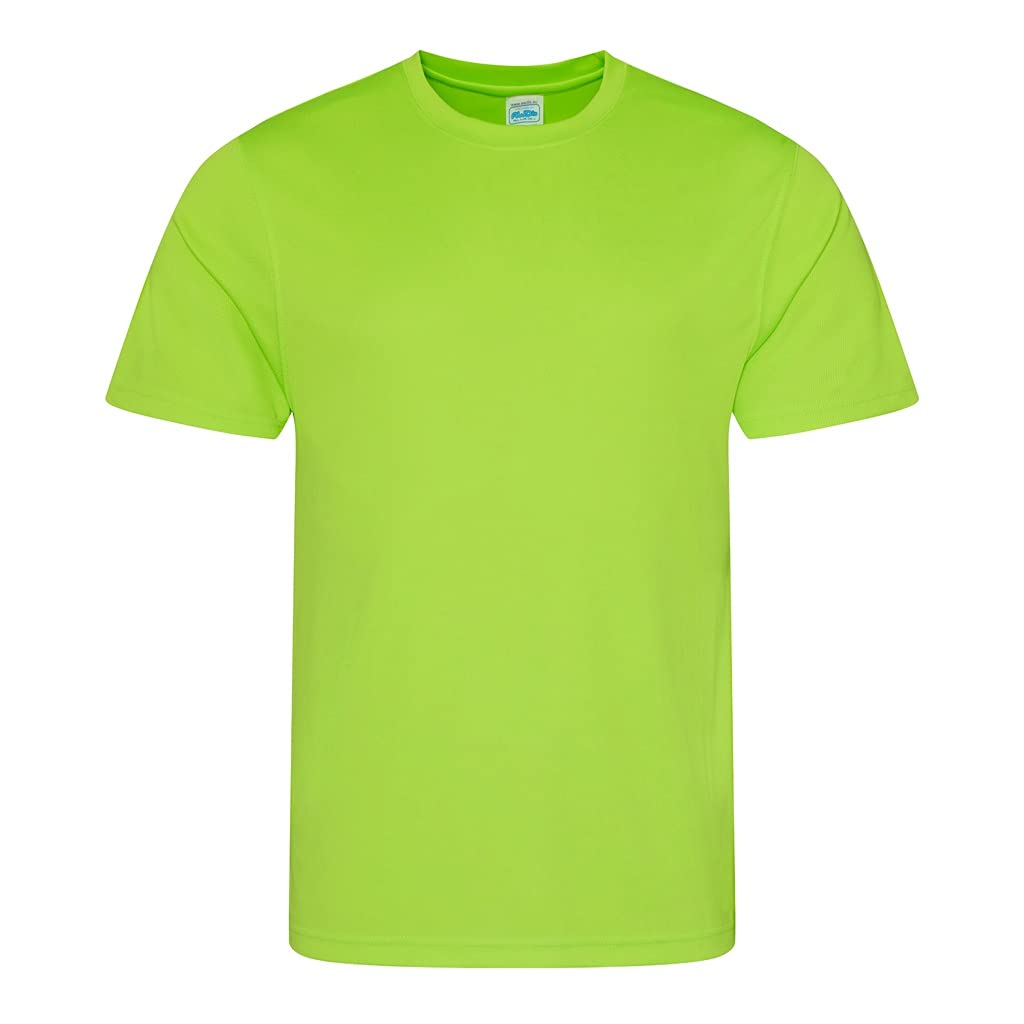 Just Cool Mens Performance Plain T-Shirt (XL) (Electric Green)