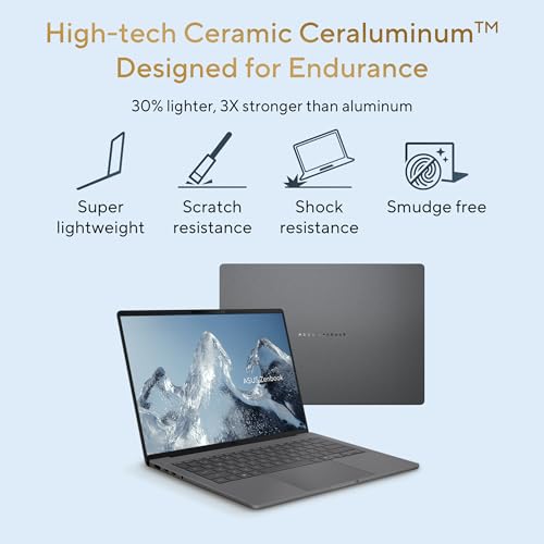 Image of ASUS Zenbook A14 (2026),Smartchoice,Snapdragon X2 Elite,NPU Upto 80TOPS,16GB RAM,512GB SSD,FHD+ OLED, 14 inch(35.5 cm),Win 11,M365 Basic(1Y),Office 24,Iceland Gray,0.99 Kg,UX3407NA-QD226WS,AI PC