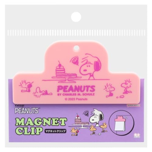Clip avec aimant Snoopy rose pour organiser le frigo de la cuisine