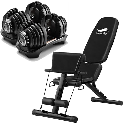 Taimonik トレーニングベンチ+ダンベル セット商品 可変式 24kg 2個セット 2.5~24kg 15段階調節 5秒で重...