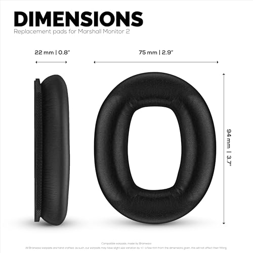 Almohadillas de repuesto para auriculares Marshall Monitor 2, cuero PU y espuma viscoelástica para mayor comodidad, mejoradas, duraderas y de larga duración, marca Brainwavz miniatura 6