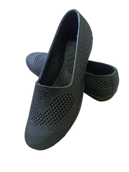 13naam Women’s PVC Loafers Shoes | Ultra Comfortable Lightweight Casual Slip-On Flats for Girls & Women, Barkha Black-picture-21