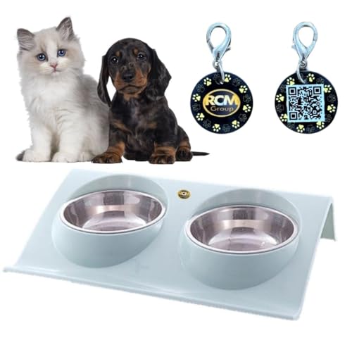 RCM Group® - Comedouro e Bebedouro Elevado Duplo Para Pets Gatos Cães Pequeno Porte Filhotes Tigelas