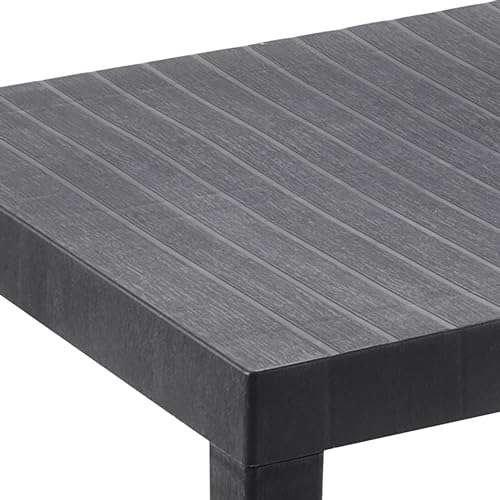 Table d'extérieur rectangulaire anthracite en plastique résistant - 5
