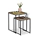 Produktbild Relaxdays, stapelbar, Satztisch 2 Größen, quadratisch, Metall, Holzoptik/schwarz, Eisen, Beistelltisch 2er-Set im Industrie-Design
