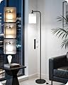 GOEBLESON Dimmable Floor Lamp for Living Room with Remote and Foot Switch, Modern Standing, Corner Lamp,10W Bulb 3 Color Temperatures, for Bedroom, Office, ETL Listed, Black and White CW19LD05
