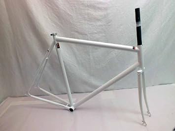 Unbranded Kilo TT Stripper Track Single Speed Frame & Fork Reynolds Cro Moly Steel (White Splash, 60cm)