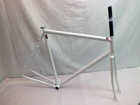 Unbranded Kilo TT Stripper Track Single Speed Frame & Fork Reynolds Cro Moly Steel (White Splash, 60cm)