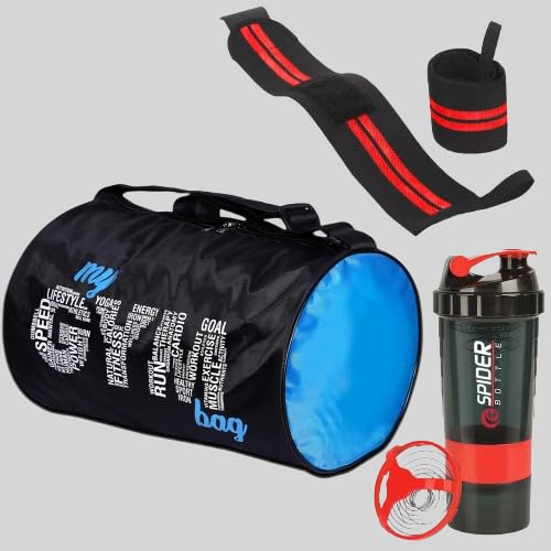 Fitness Trio: Durable Gym Bag, Leak-Proof Protein Shaker, and Adjustable Wrist Band | Protein Shaker | Wrist Band | Gym Bag | Shaker (Red)-image-15