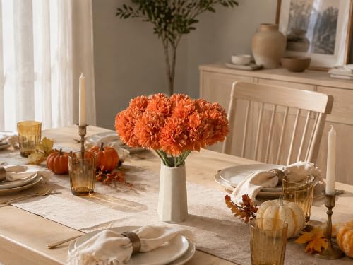 Image of Mandy's 12pcs Artificial Orange Ball Chrysanthemum Flowers
