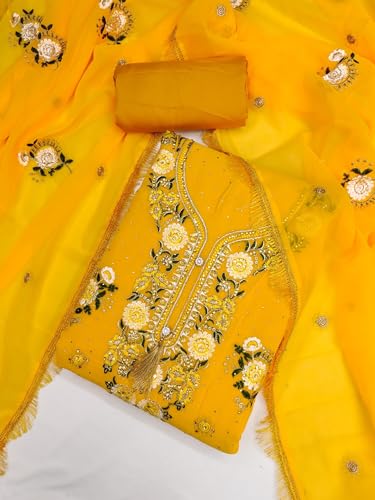 Image of Women's Georgette Embroidery Work Unstitched Dress Material