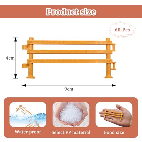 MIPIACE 60 Stück Pferdezaun Spielzeug Mini Farm Zaun für Kinder Kunststoff Pferd Corral Fechten Zubehör Pferd Corral Zaun für Pferd Stall Nutztier Scheune Zaun Panel DIY Zubehör