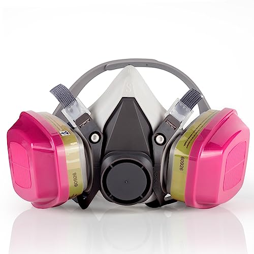 caKentr Respirator Mask - Respirator Mask with 60926 Filters - 6100 Half Face Respirator Mask - Reusable Gas Mask for Sanding Epoxy Resin Spray Paint Dust Chemicals Painting Woodworking (Small)