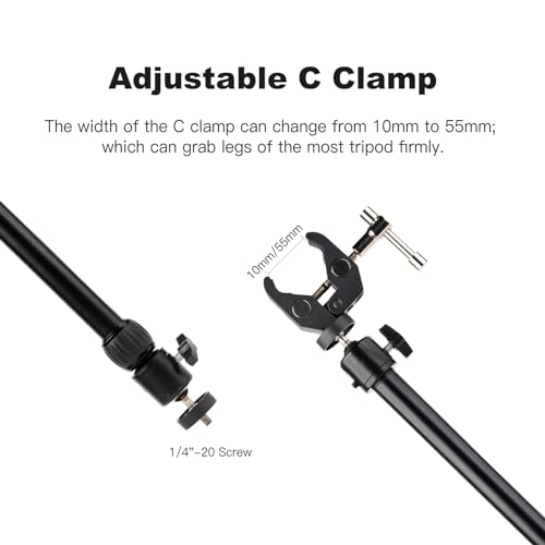 Image of Toprig Accsoon Camera Slider Support Arm (2 Pack) with C Clamps&Extendable Arms, Tripod stabilizer Support Rods, Aluminum Alloy Tripod Stability Arm for Motorized Camera Slider Stable Shooting-29inch
