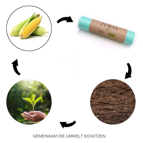 Müllbeutel Zuras 60 Liter Bio 75 Stück kompostierbar und biologisch abbaubar
