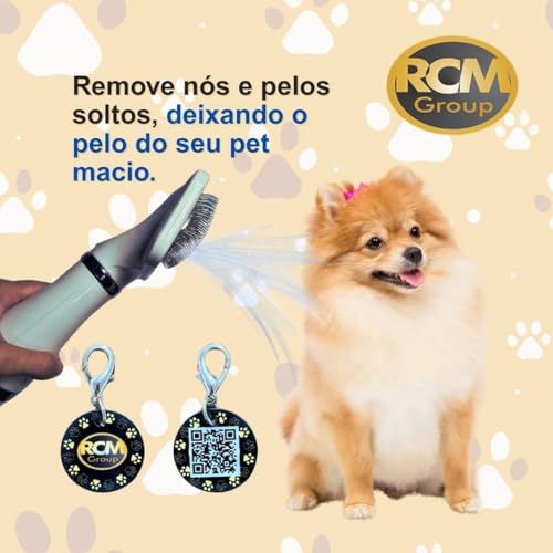 RCM Group® - Secador Escova Portátil Elétrico 2 em 1 Para Pets Animais de Estimação 110V Acompanha T
